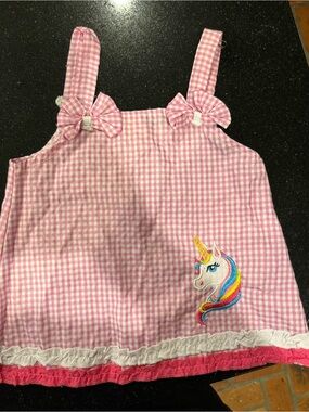 Source Unknown Pink Gingham Unicorn Camisole Top